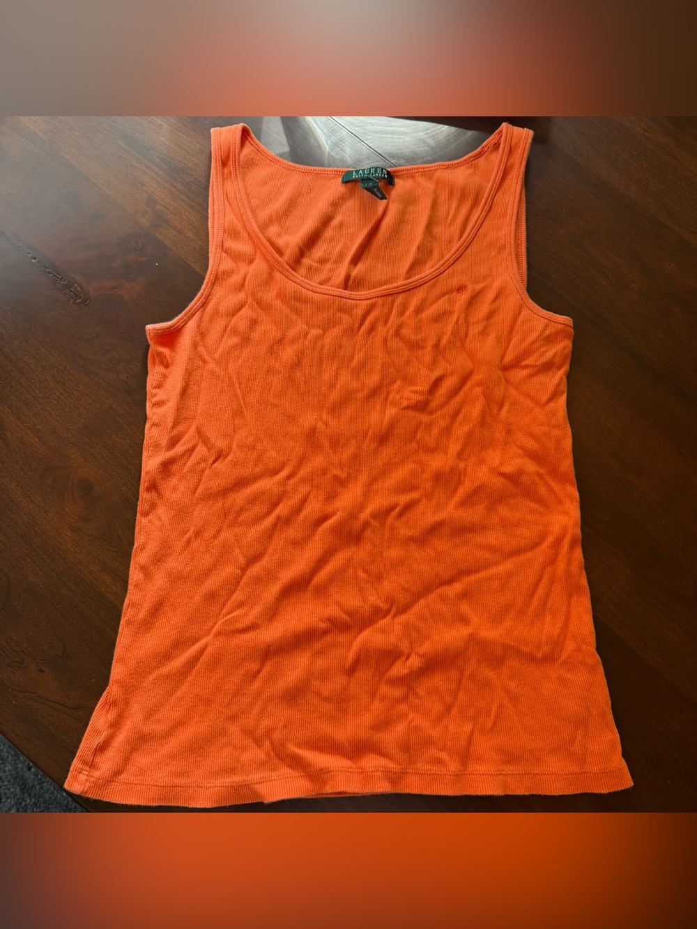Lauren Ralph Lauren Orange ribbed Tank top size large